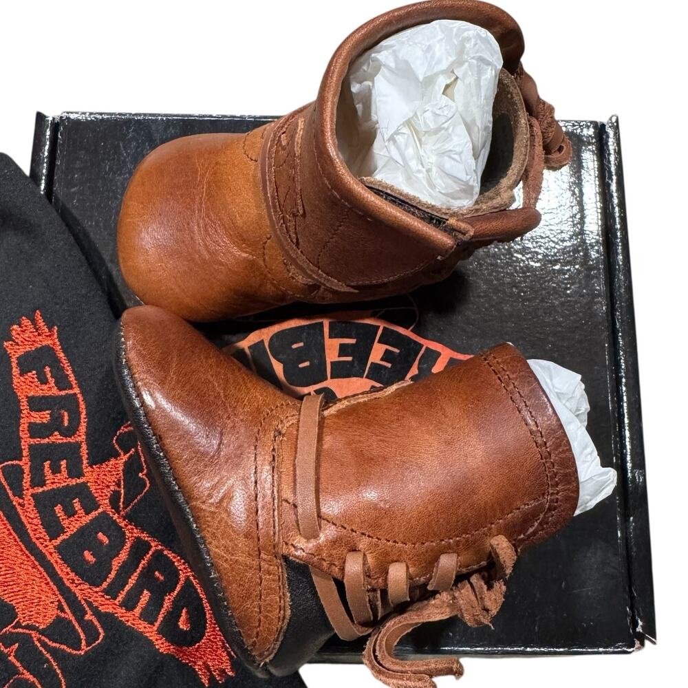 Freebird Baby Coal Leather Tall Western Boho Boots Size 0-3 Months in Brown NEW
